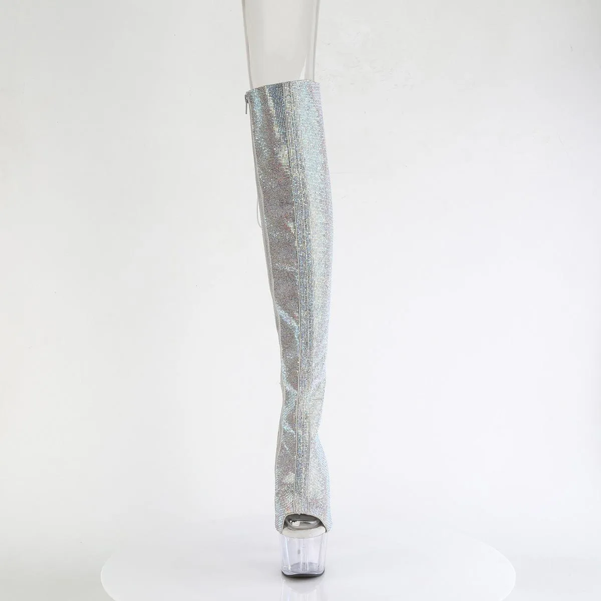 ADORE-3019C-RS Silver AB Rhinestones-Faux Suede/Clear