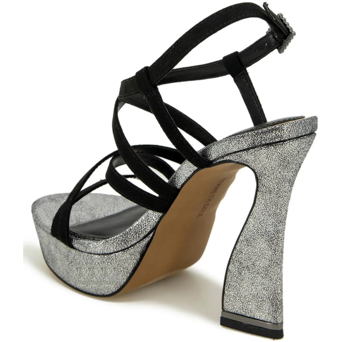 Allen Womens Faux Suede Metallic Platform Sandals