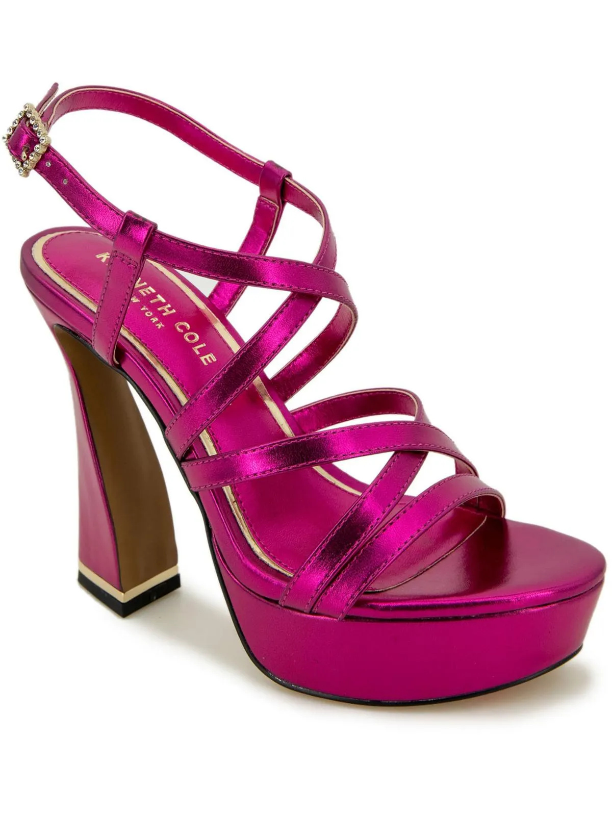Allen Womens Faux Suede Metallic Platform Sandals