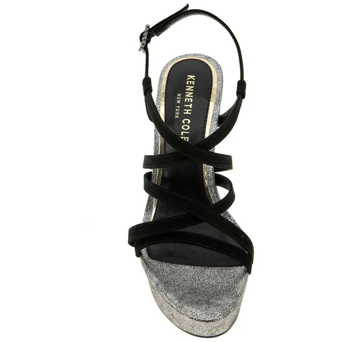 Allen Womens Faux Suede Metallic Platform Sandals