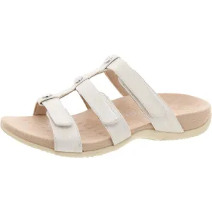 Amber Womens Faux Leather Shimmer Slide Sandals