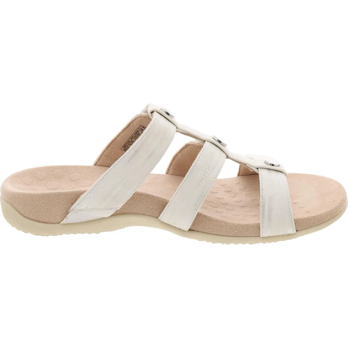 Amber Womens Faux Leather Shimmer Slide Sandals
