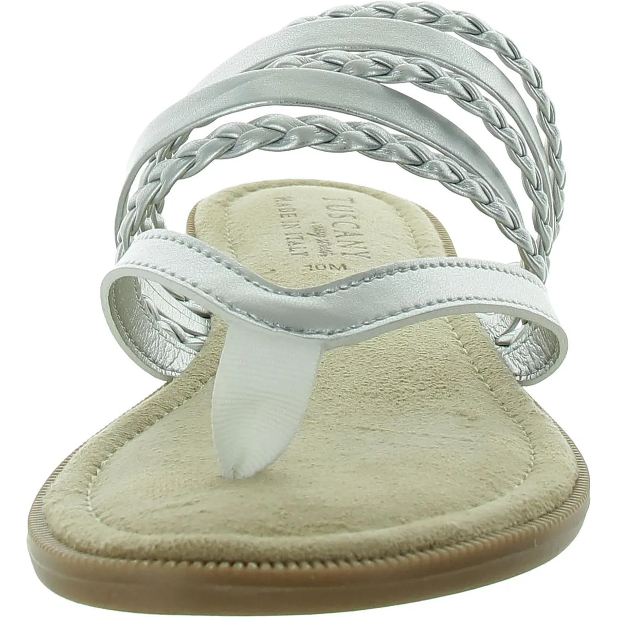 Anji Womens Braided Metallic Thong Sandals