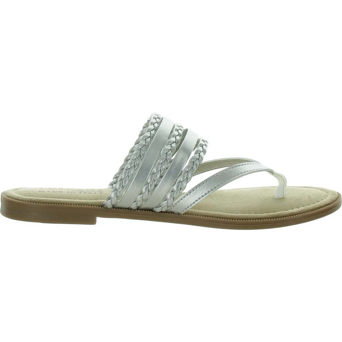 Anji Womens Braided Metallic Thong Sandals