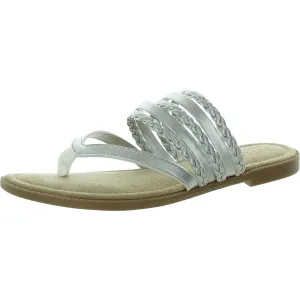 Anji Womens Braided Metallic Thong Sandals