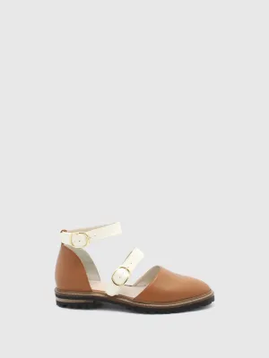 Ankle Strap Sandals Dlia Cognac/White