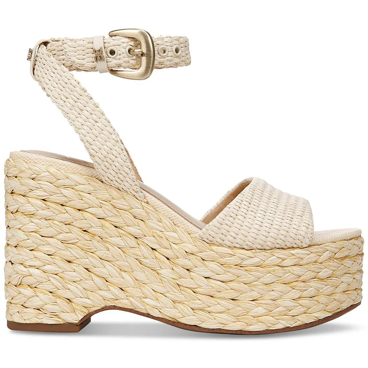 APRIL Womens Raffia Buckle Platform Sandals