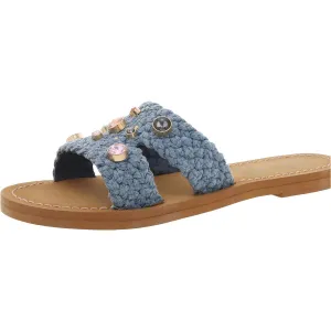 Arnela Womens Embellished Denim Slide Sandals