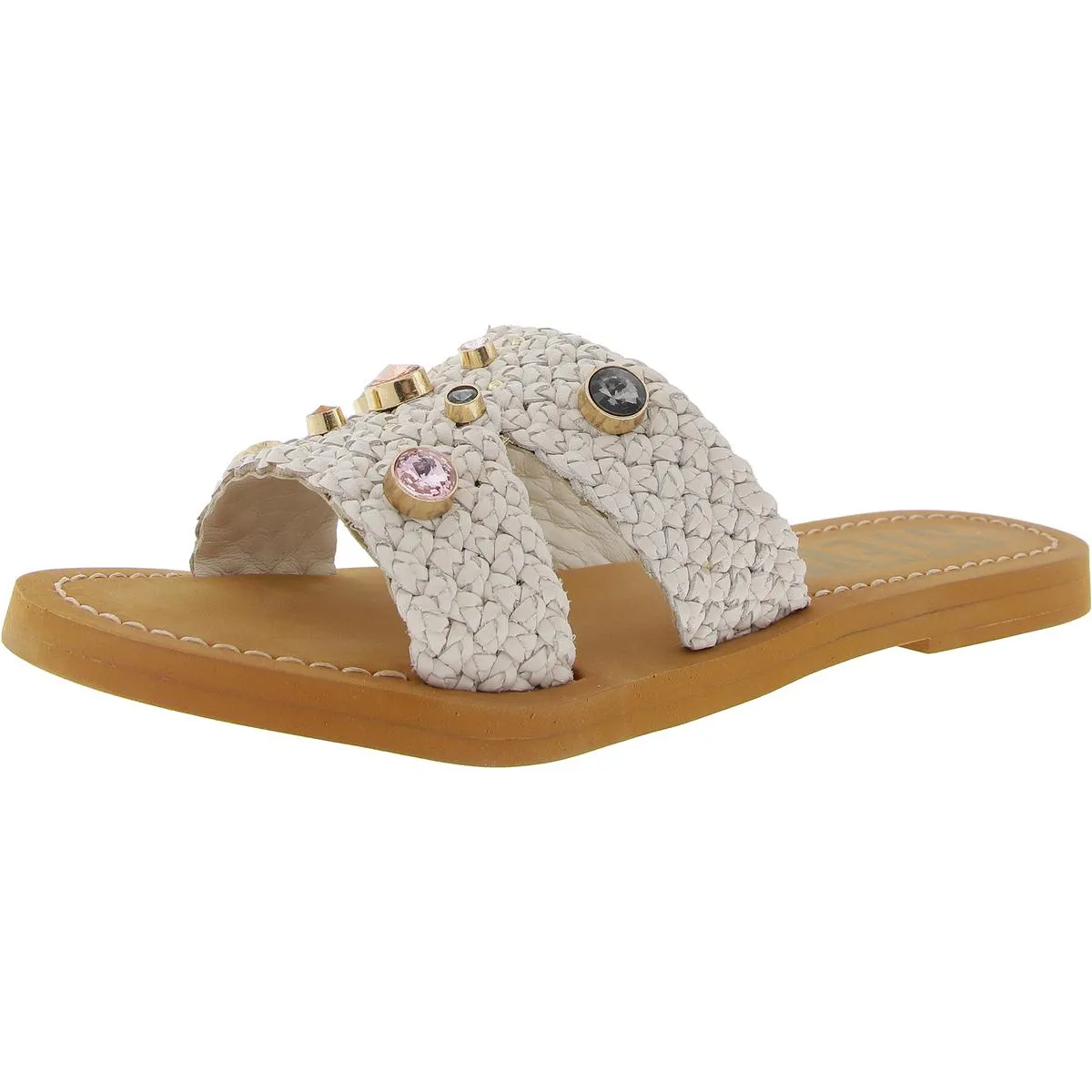 Arnela Womens Embellished Denim Slide Sandals
