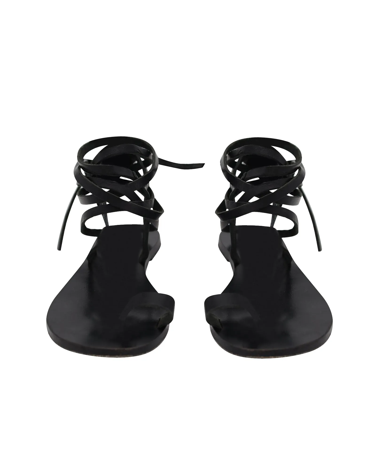 ATP Atelier Candela Strappy Sandals in Black Leather