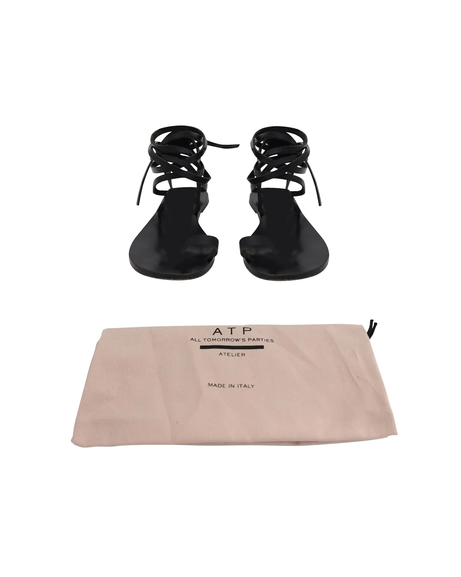 ATP Atelier Candela Strappy Sandals in Black Leather