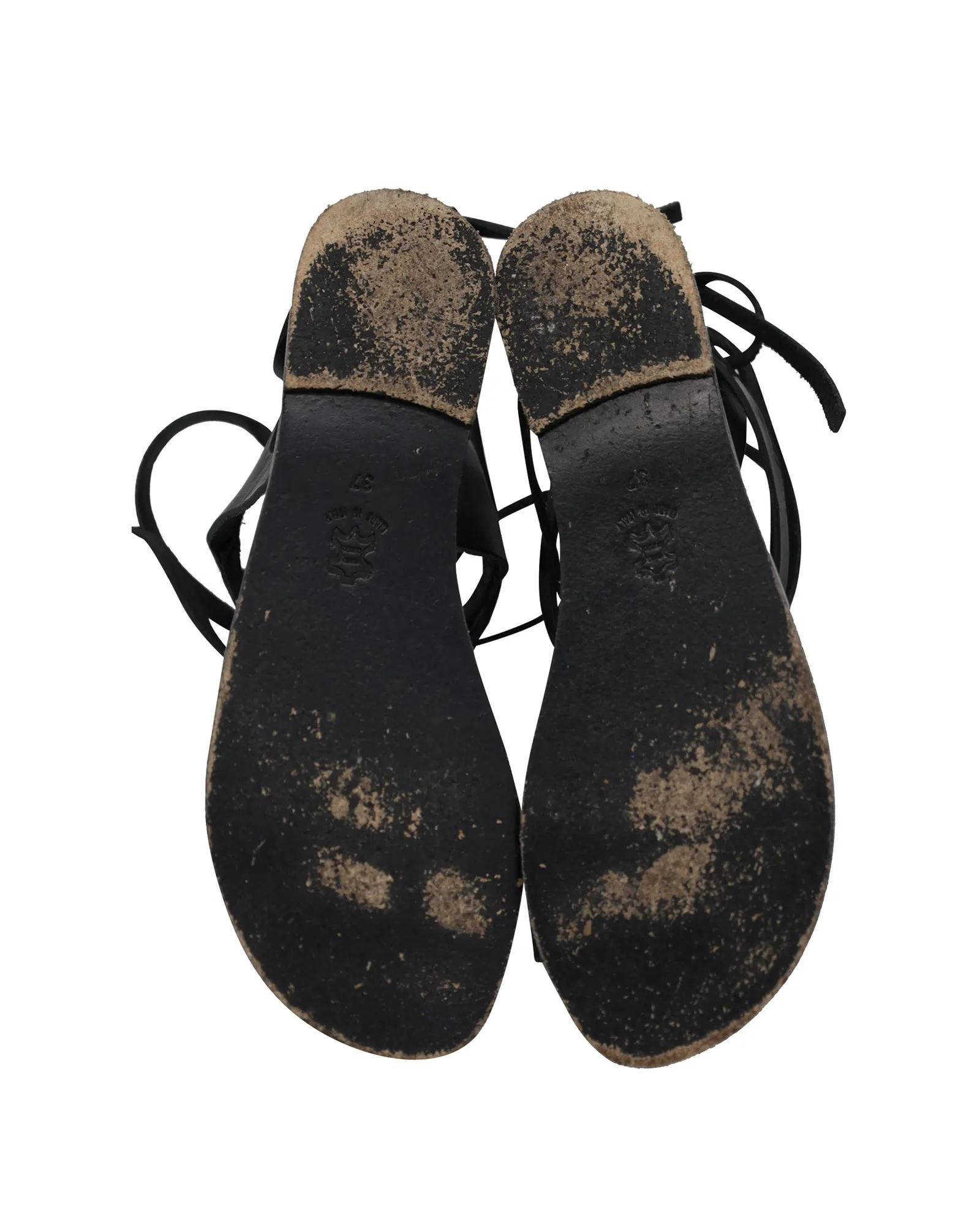 ATP Atelier Candela Strappy Sandals in Black Leather