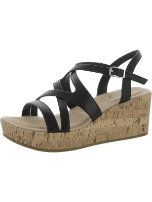 Bailey Womens Faux Leather Platform Sandals