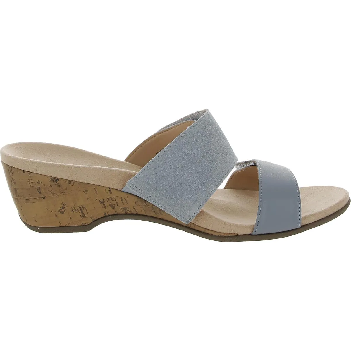 Bayu Womens Leather Slip On Wedge Sandals