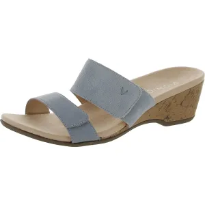 Bayu Womens Leather Slip On Wedge Sandals
