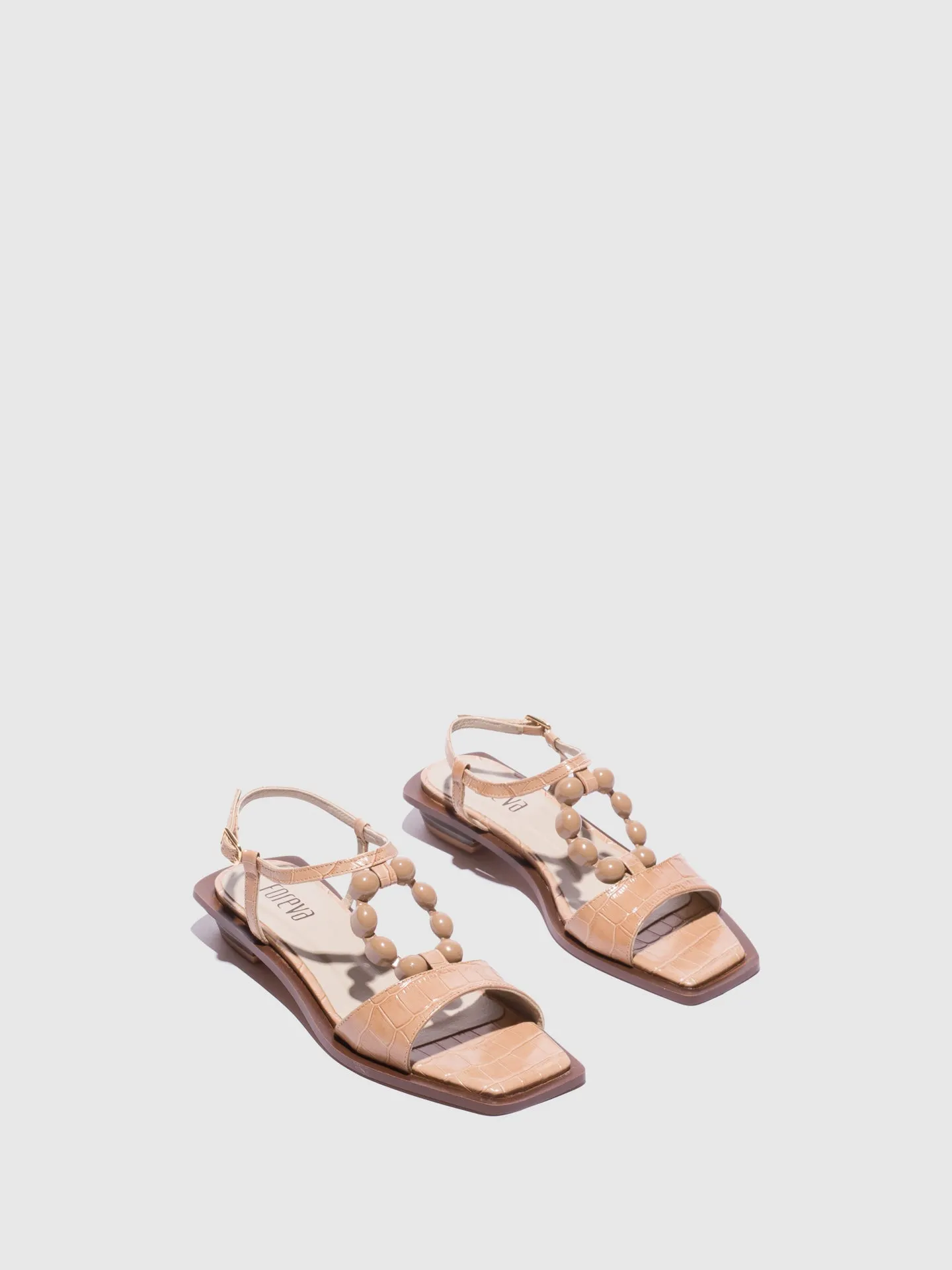Beige Appliqus Sandals