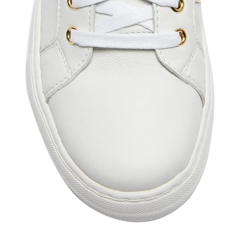 Bellevue Sneaker in White And Gold Leather