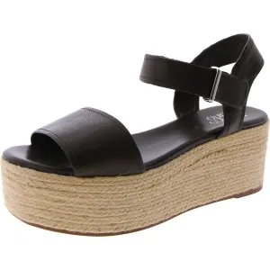 Ben Womens Leather Open Toe Espadrilles