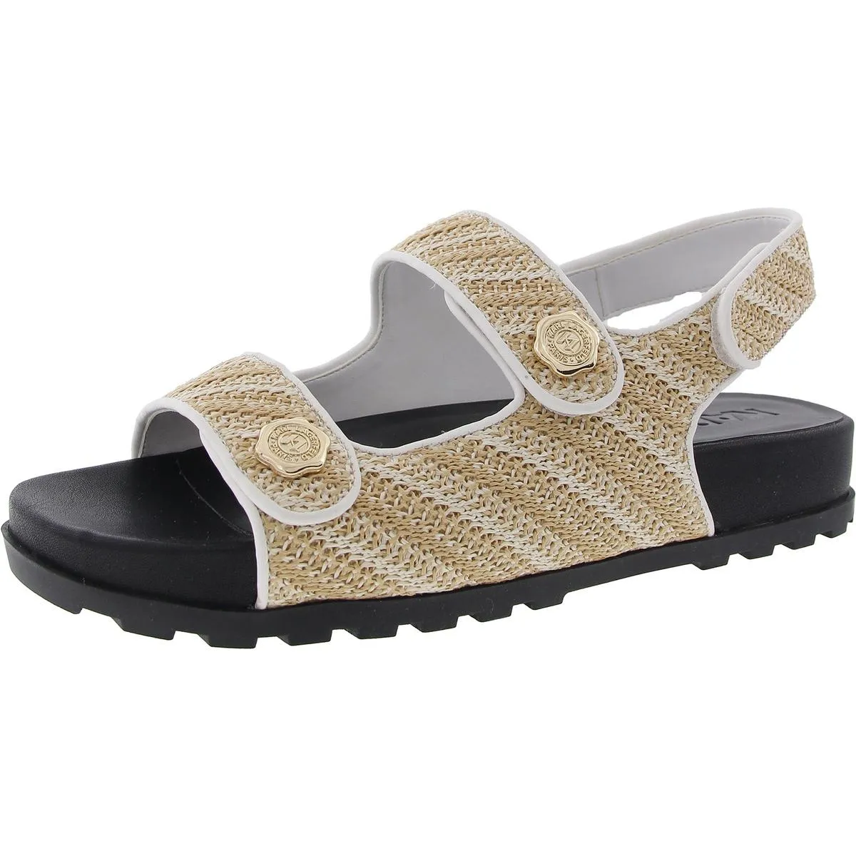 Bindi Womens Adjustable Straw Flatform Sandals