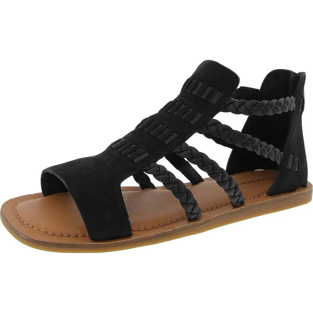 Biretta Womens Leather Braided Gladiator Sandals