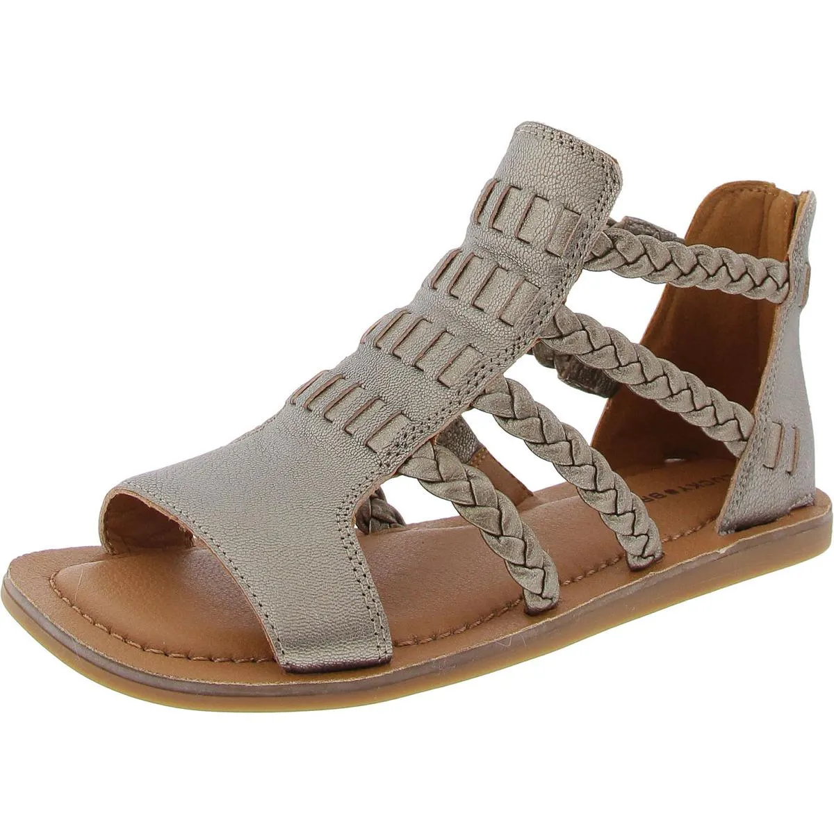 Biretta Womens Leather Braided Gladiator Sandals