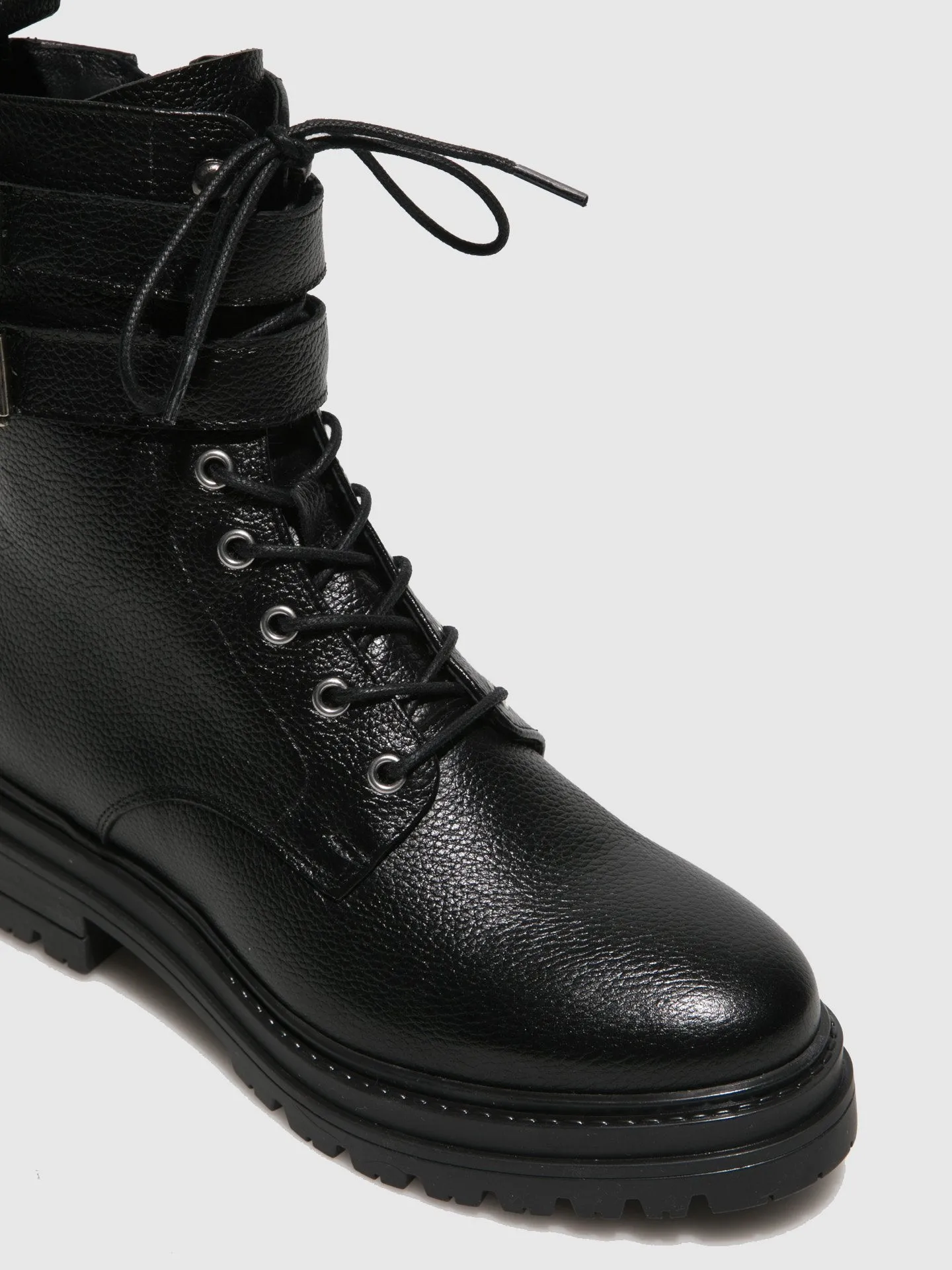 Black Buckle Ankle Boots