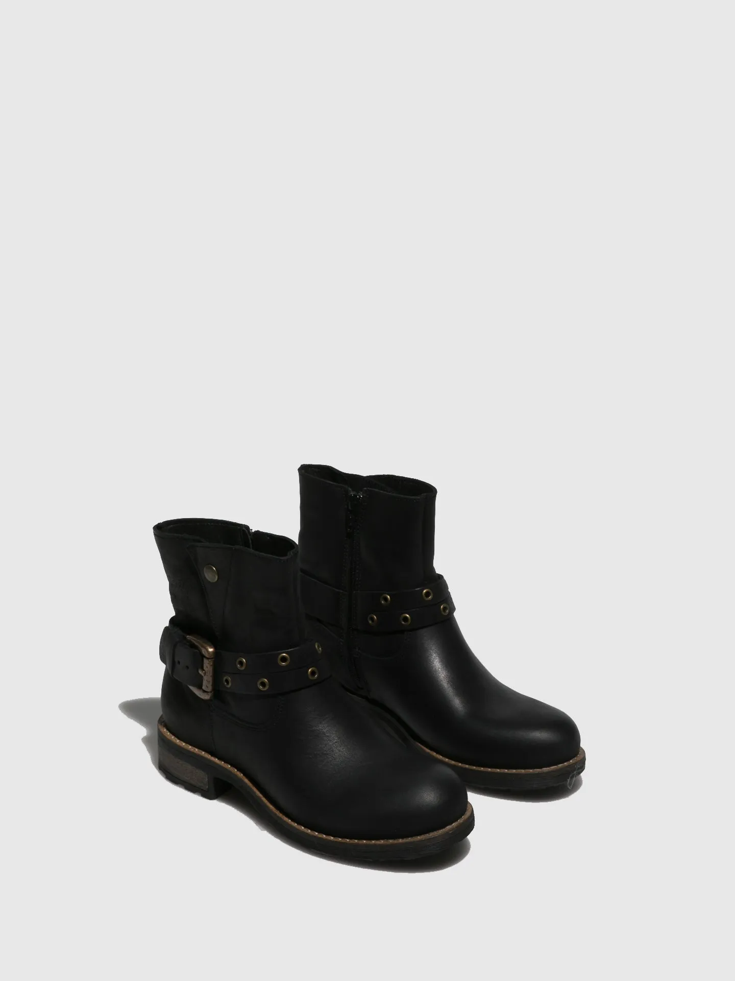 Black Buckle Ankle Boots