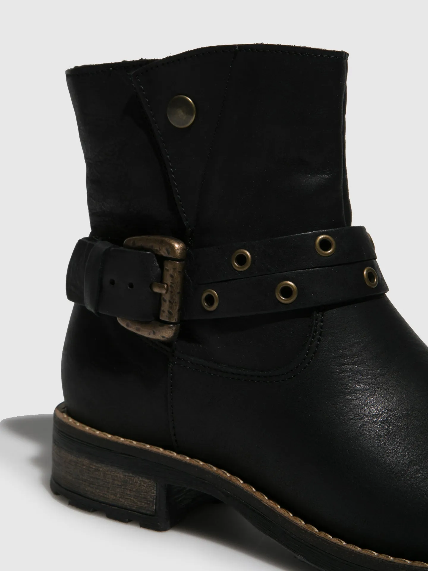 Black Buckle Ankle Boots
