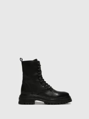 Black Lace-up Ankle Boots