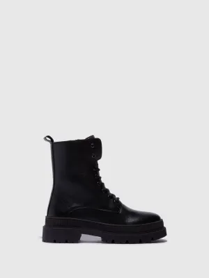Black Lace-up Ankle Boots