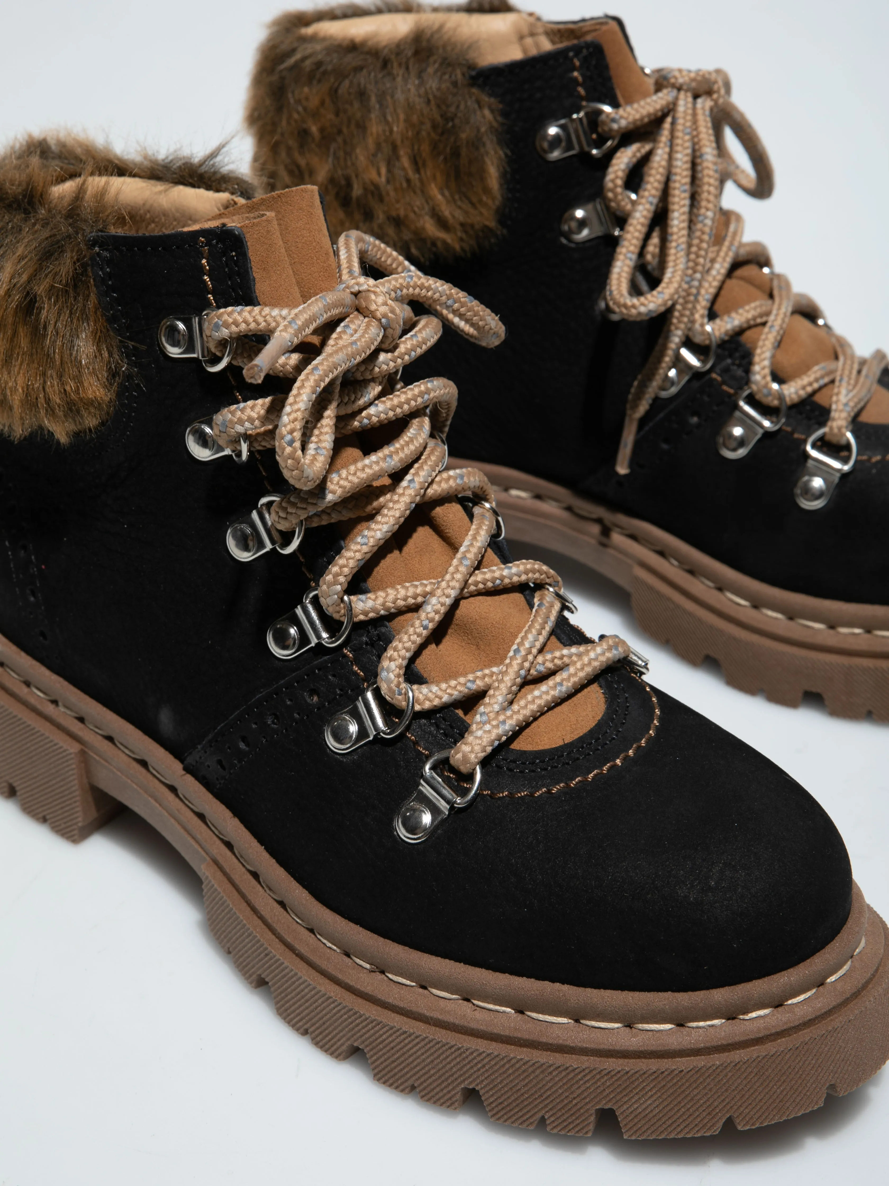 Black Lace-up Ankle Boots