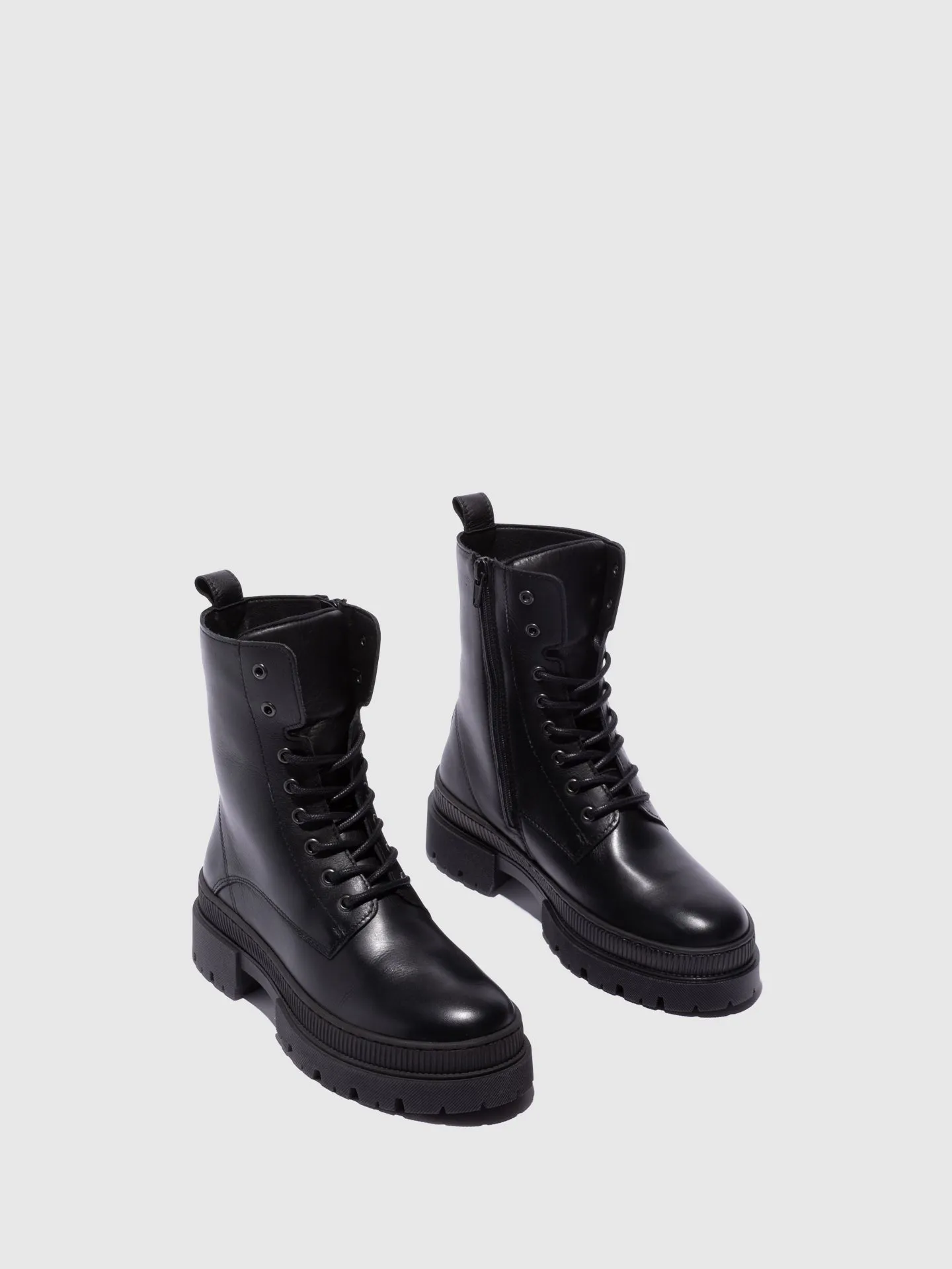 Black Lace-up Ankle Boots