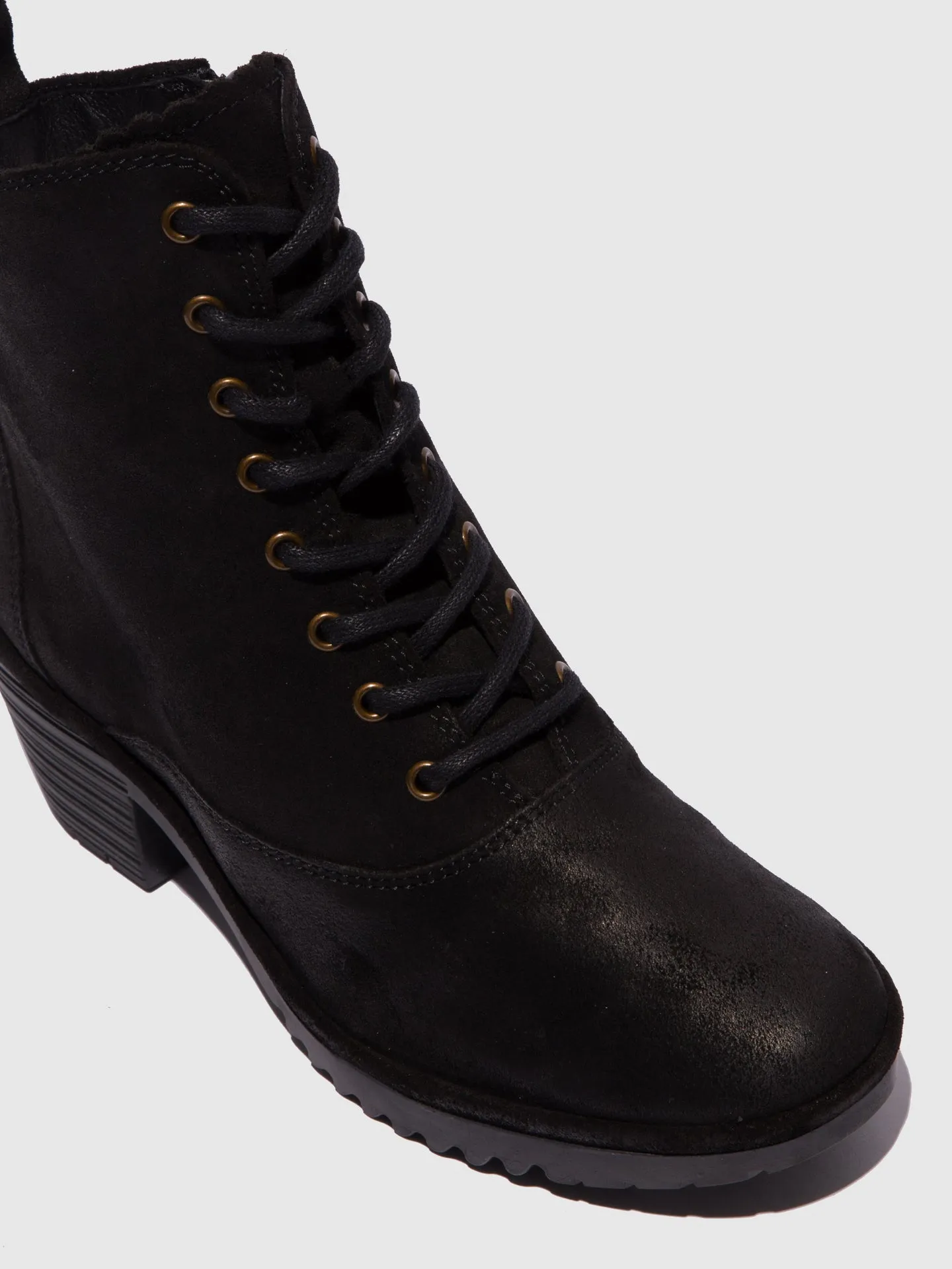 Black Lace-up Ankle Boots