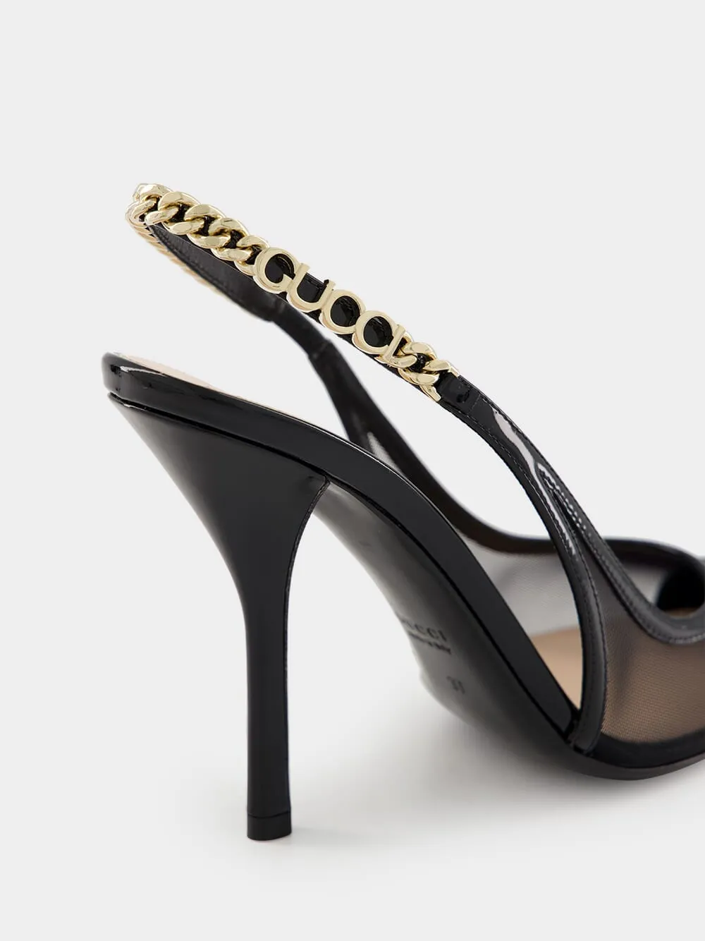 Black Mesh Signoria Slingback Pump