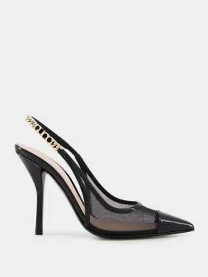 Black Mesh Signoria Slingback Pump