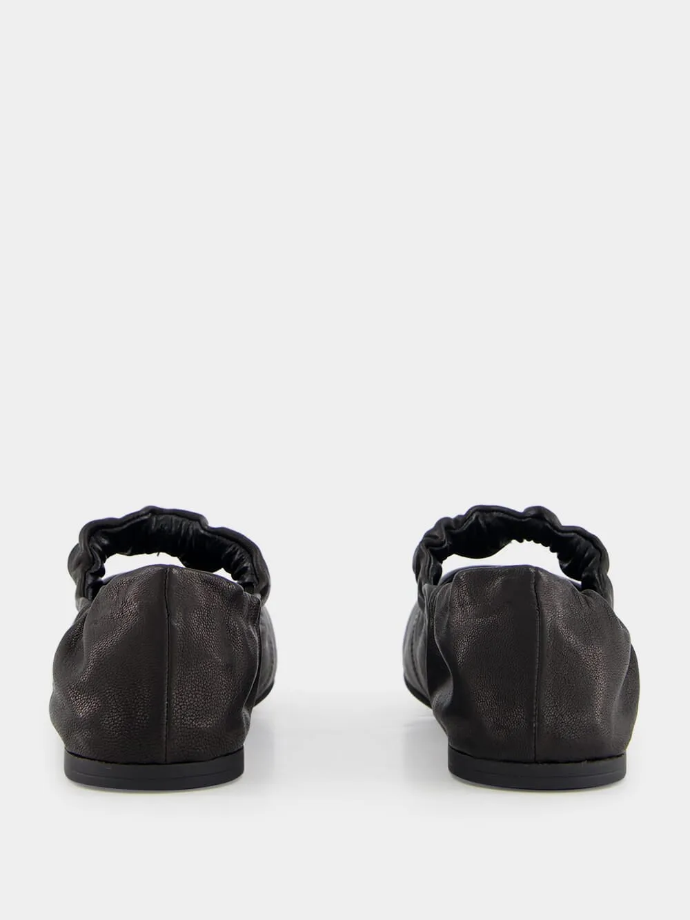 Black Nappa Leather Ballerinas