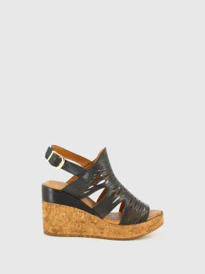 Black Wedge Sandals