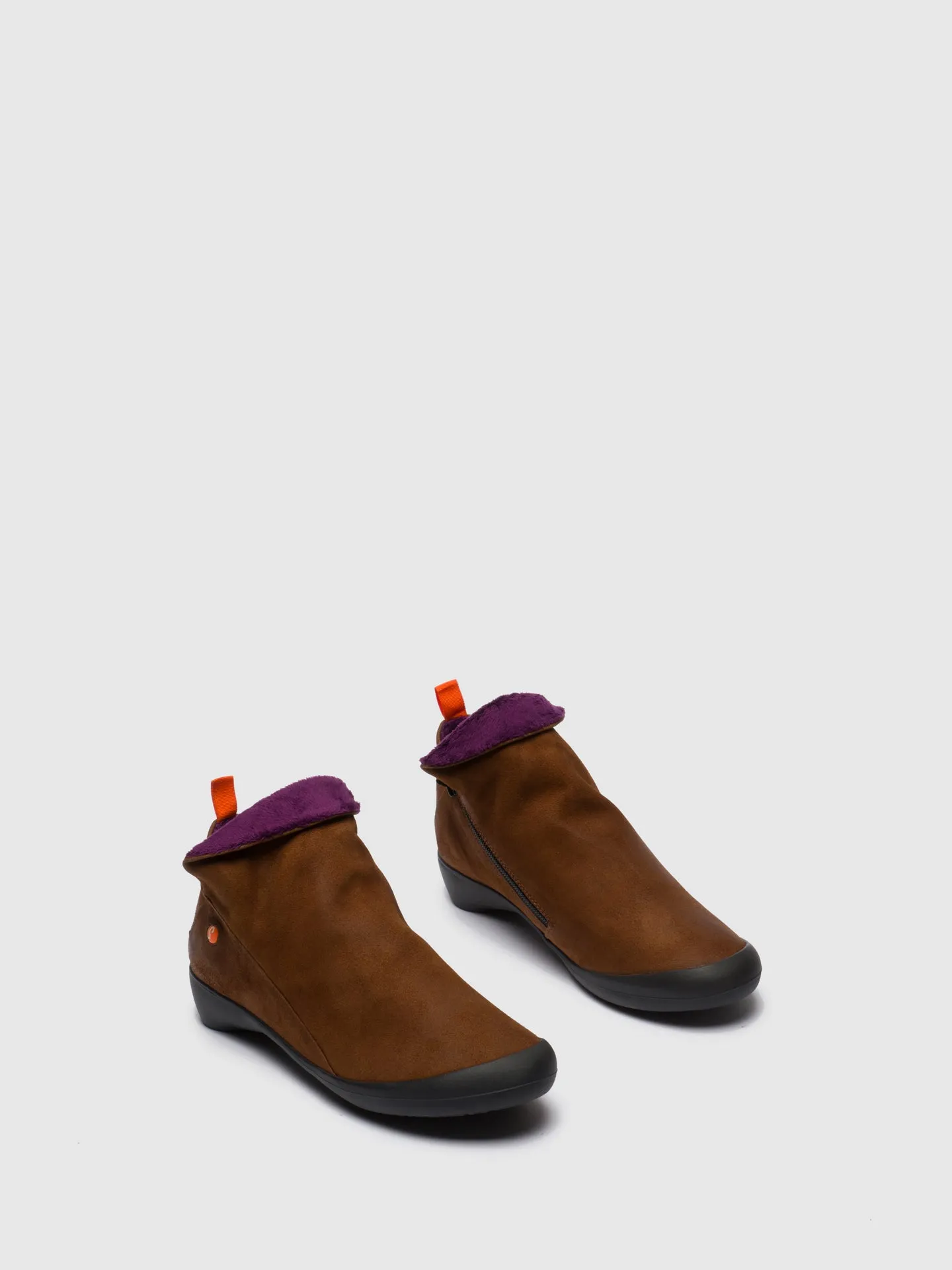 Brown Suede Zip Up Ankle Boots