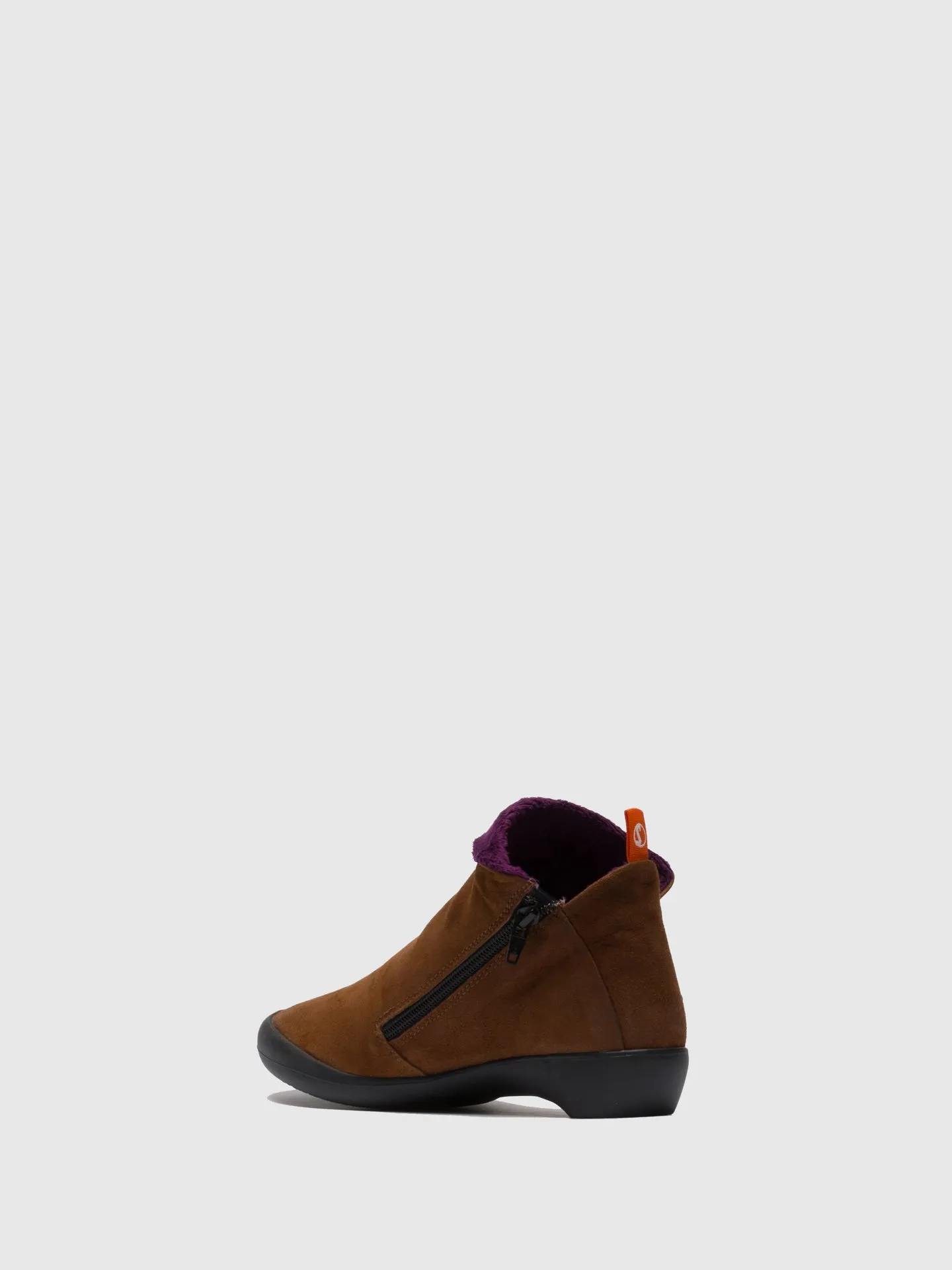 Brown Suede Zip Up Ankle Boots