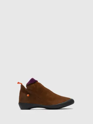 Brown Suede Zip Up Ankle Boots