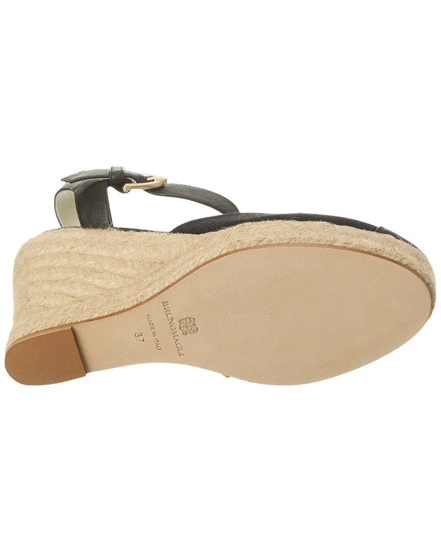 Bruno Magli Marella Canvas & Leather Wedge Sandal