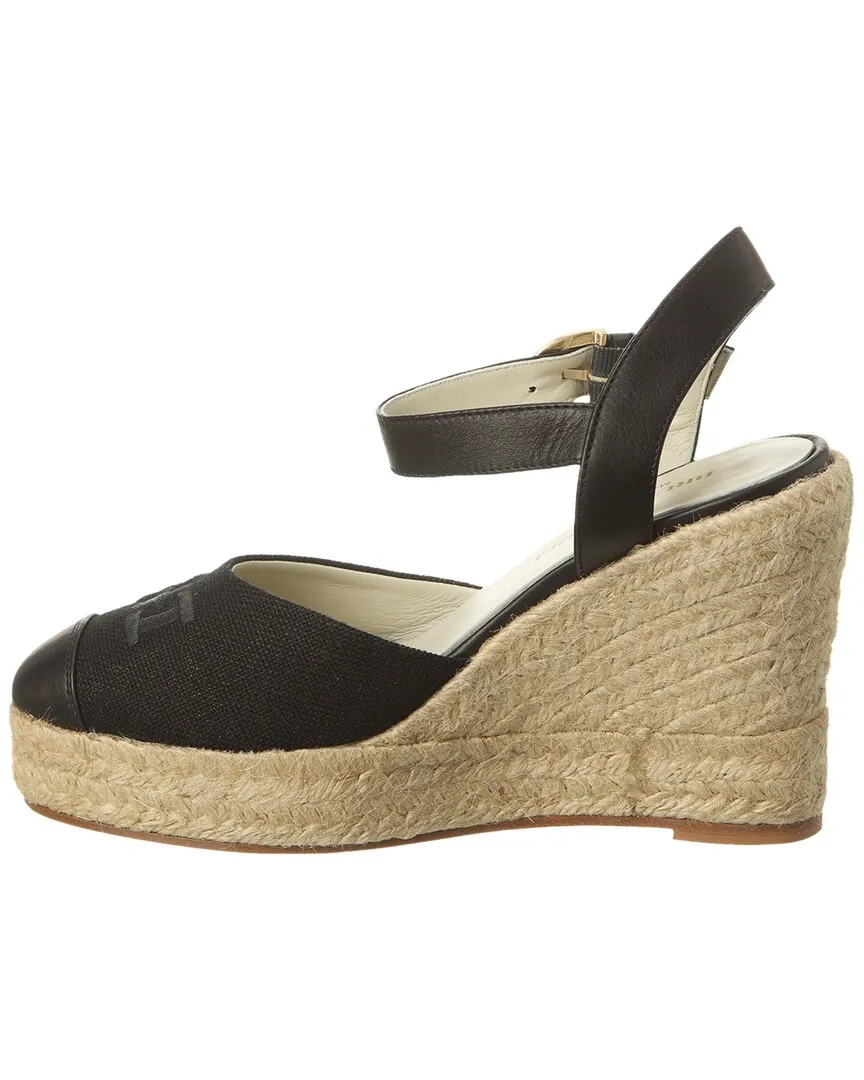 Bruno Magli Marella Canvas & Leather Wedge Sandal
