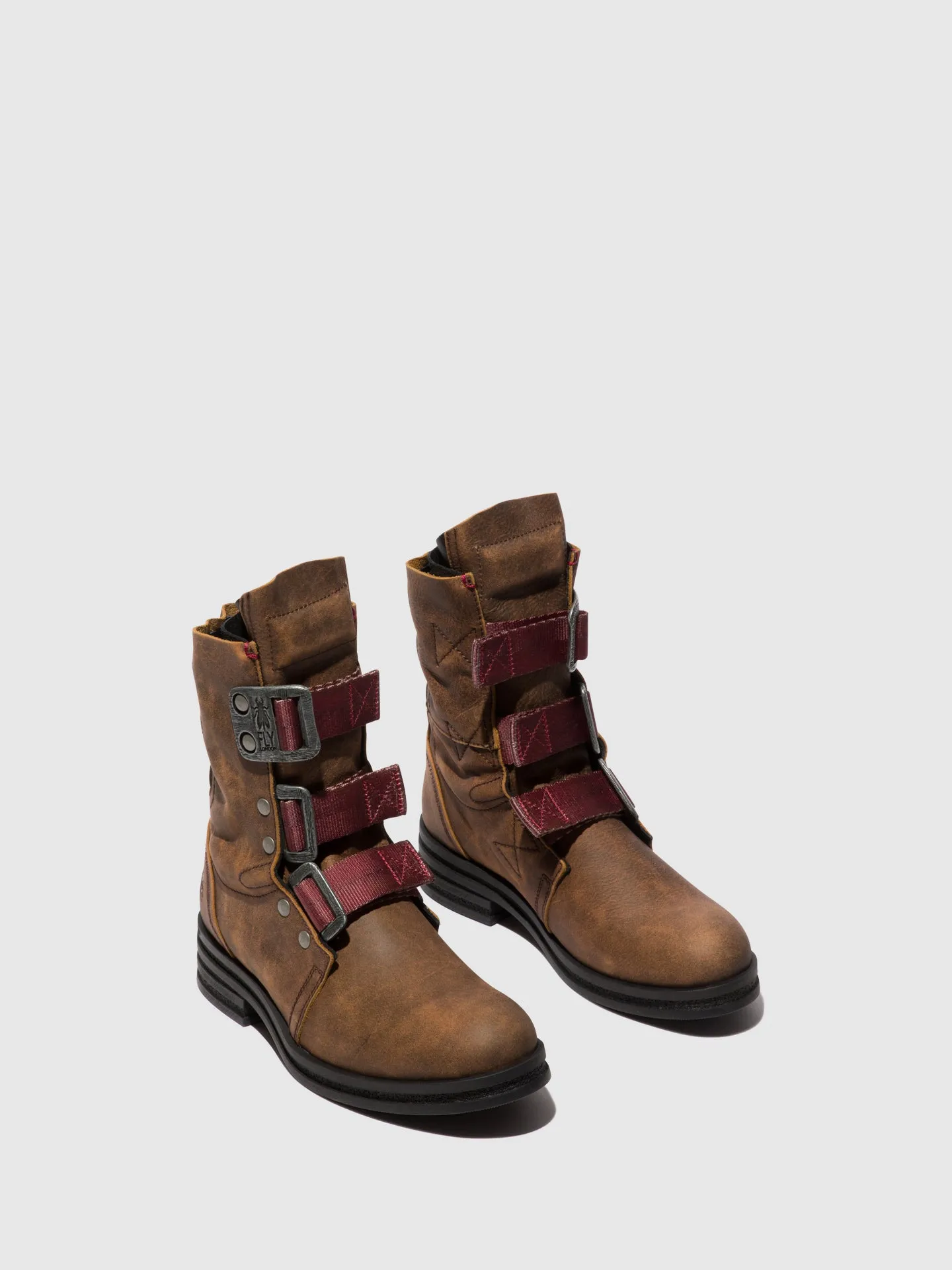 Buckle Ankle Boots KIFF682FLY BROWN