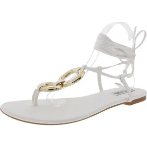 Calculate Womens Embellished Faux Leather Ankle Strap