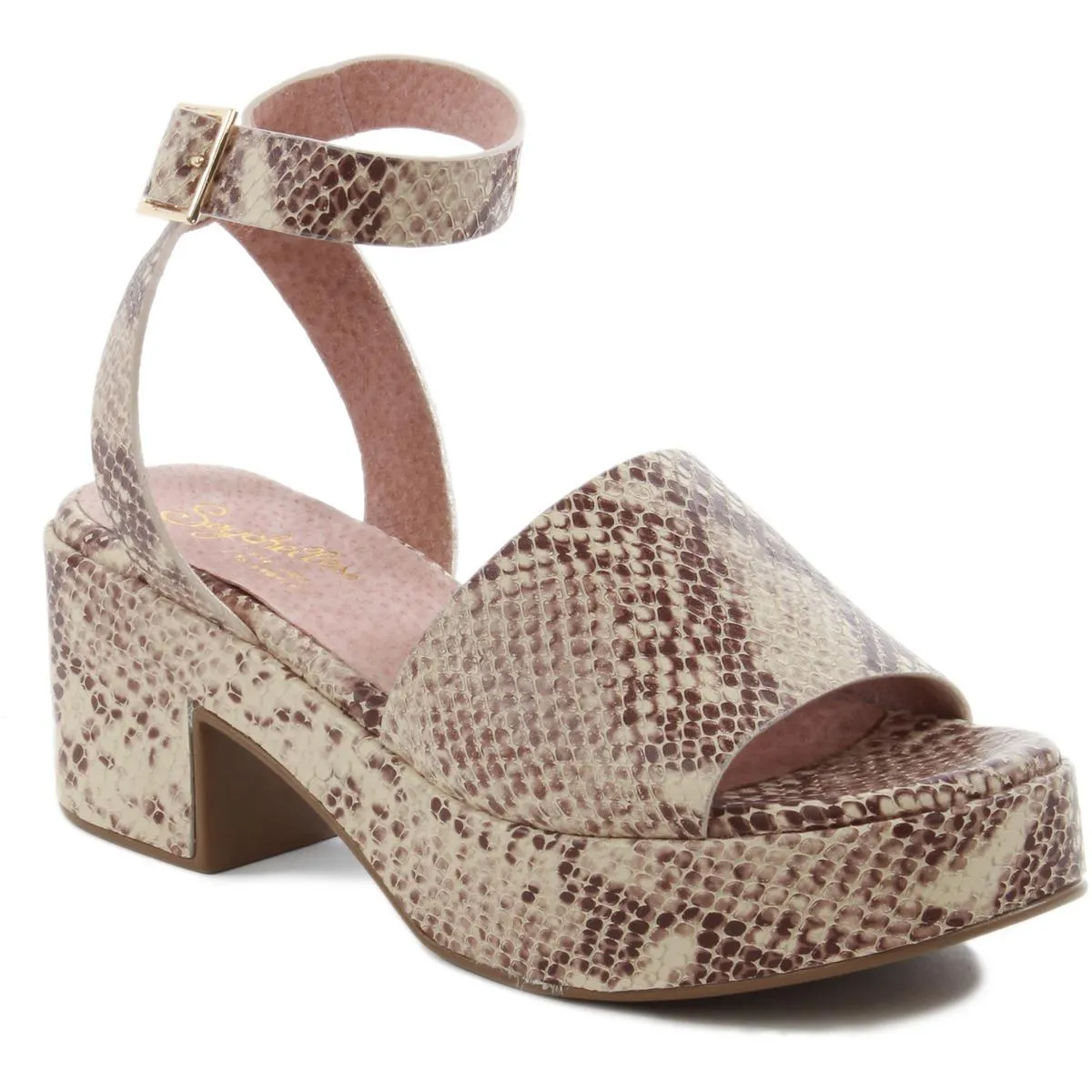 Calming Influence Womens Leather Open Toe Heel Sandals