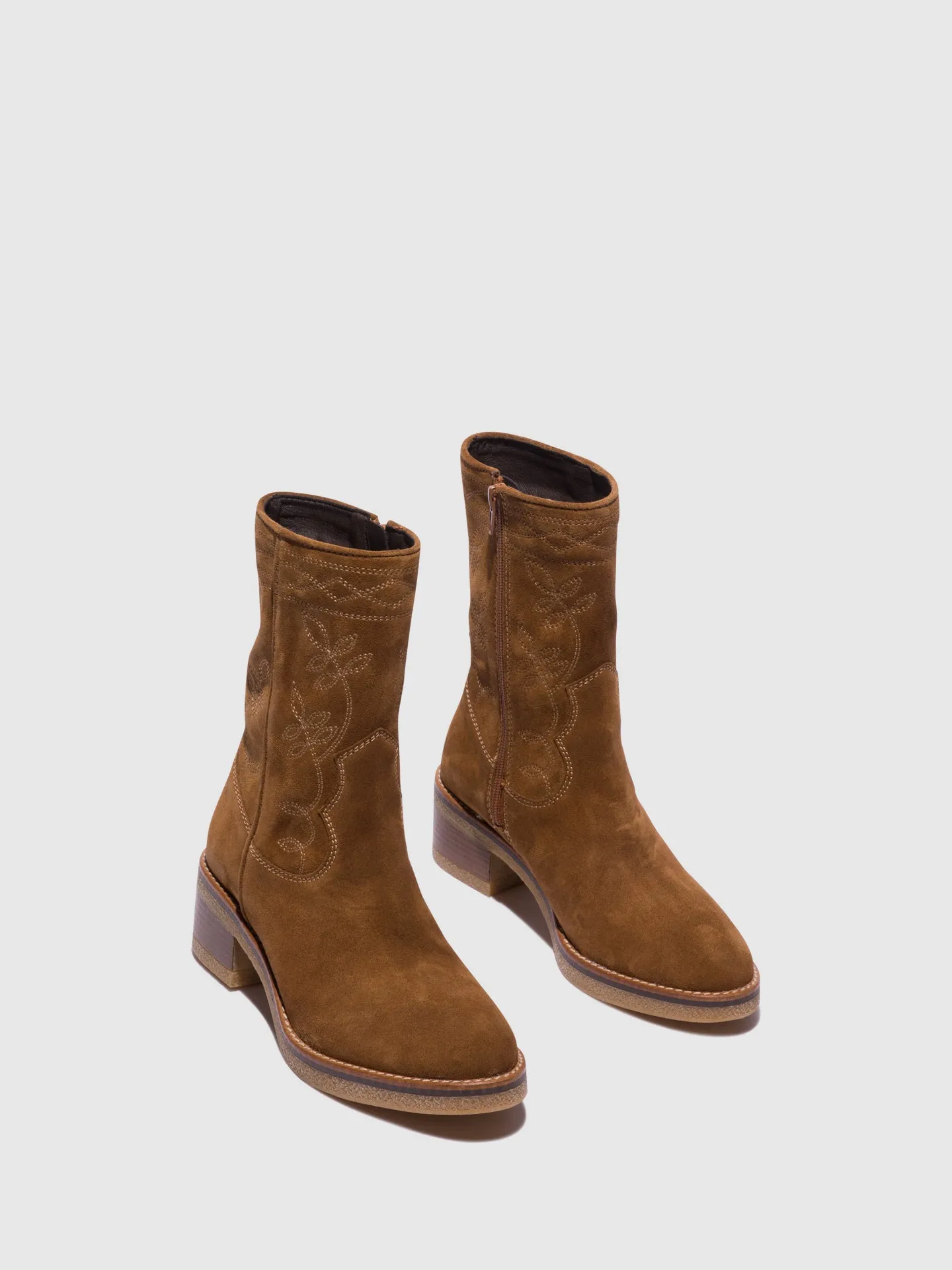 Camel Lace-up Ankle Boots