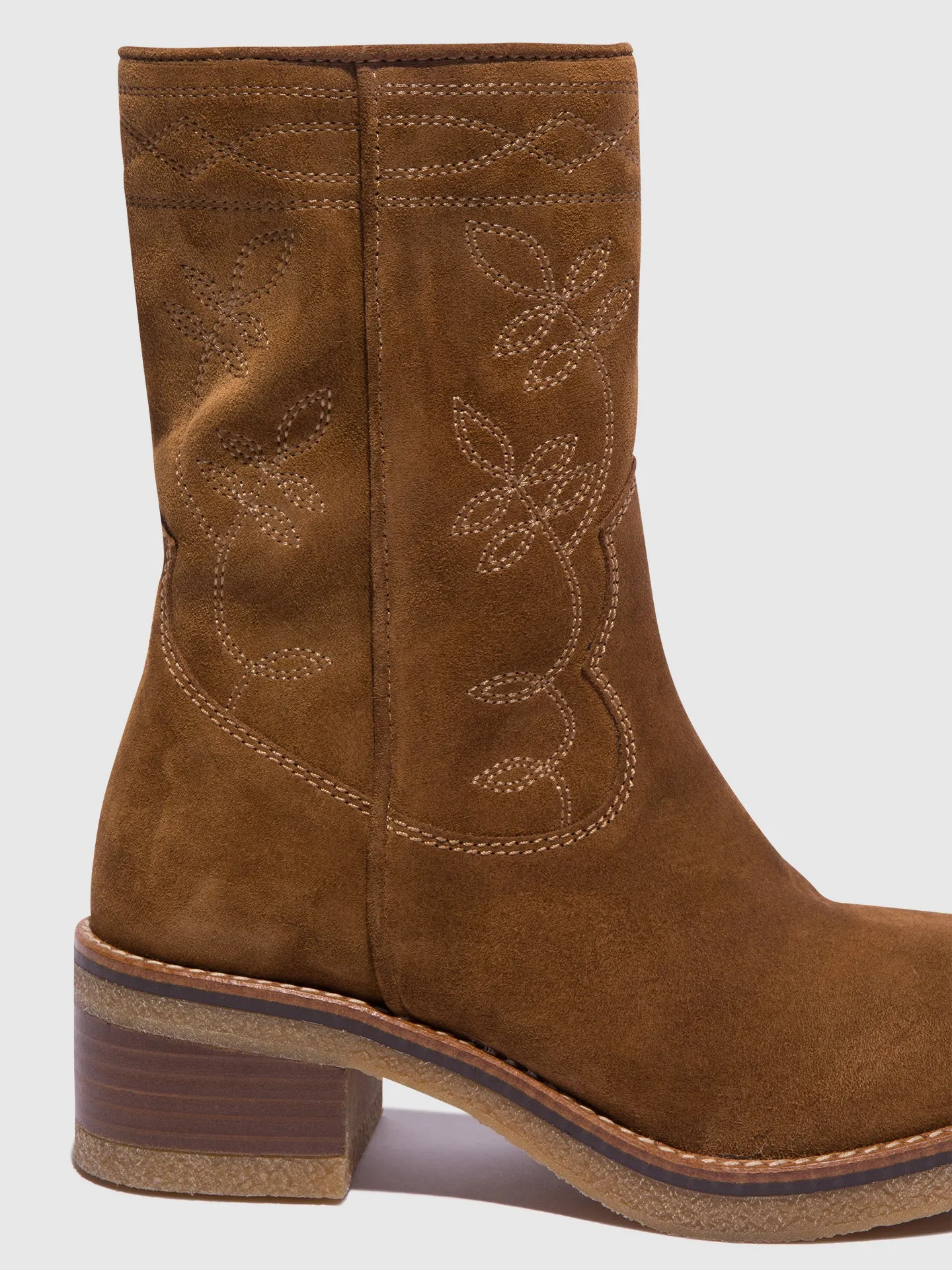 Camel Lace-up Ankle Boots
