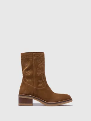 Camel Lace-up Ankle Boots