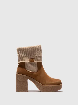 Camel Platform Ankle Boots
