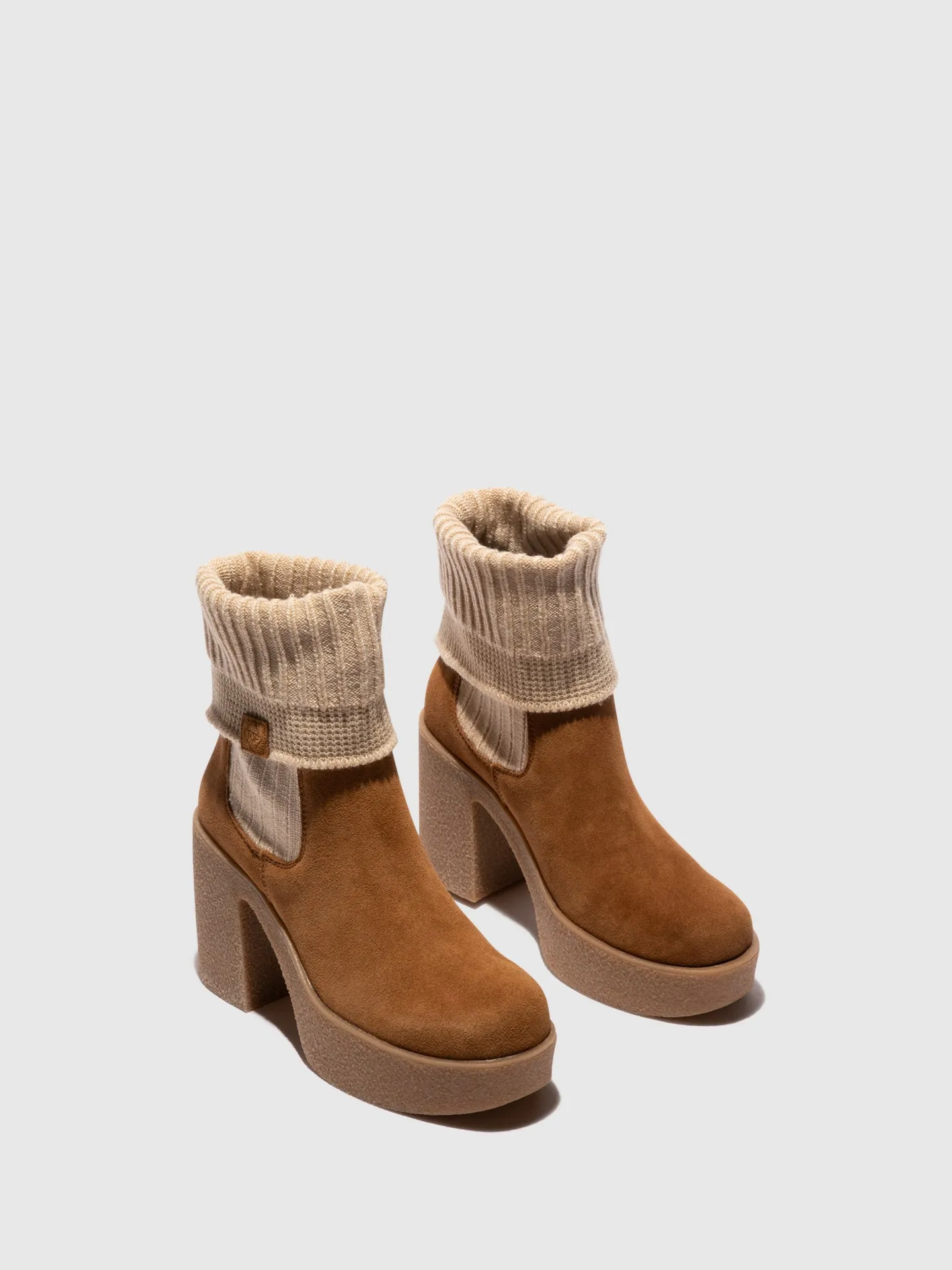Camel Platform Ankle Boots
